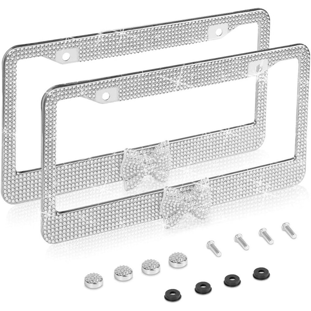 💕NEW Sparkling Bling Swarovski Crystal Silver Hello Kitty License Plate … - Picture 3 of 13